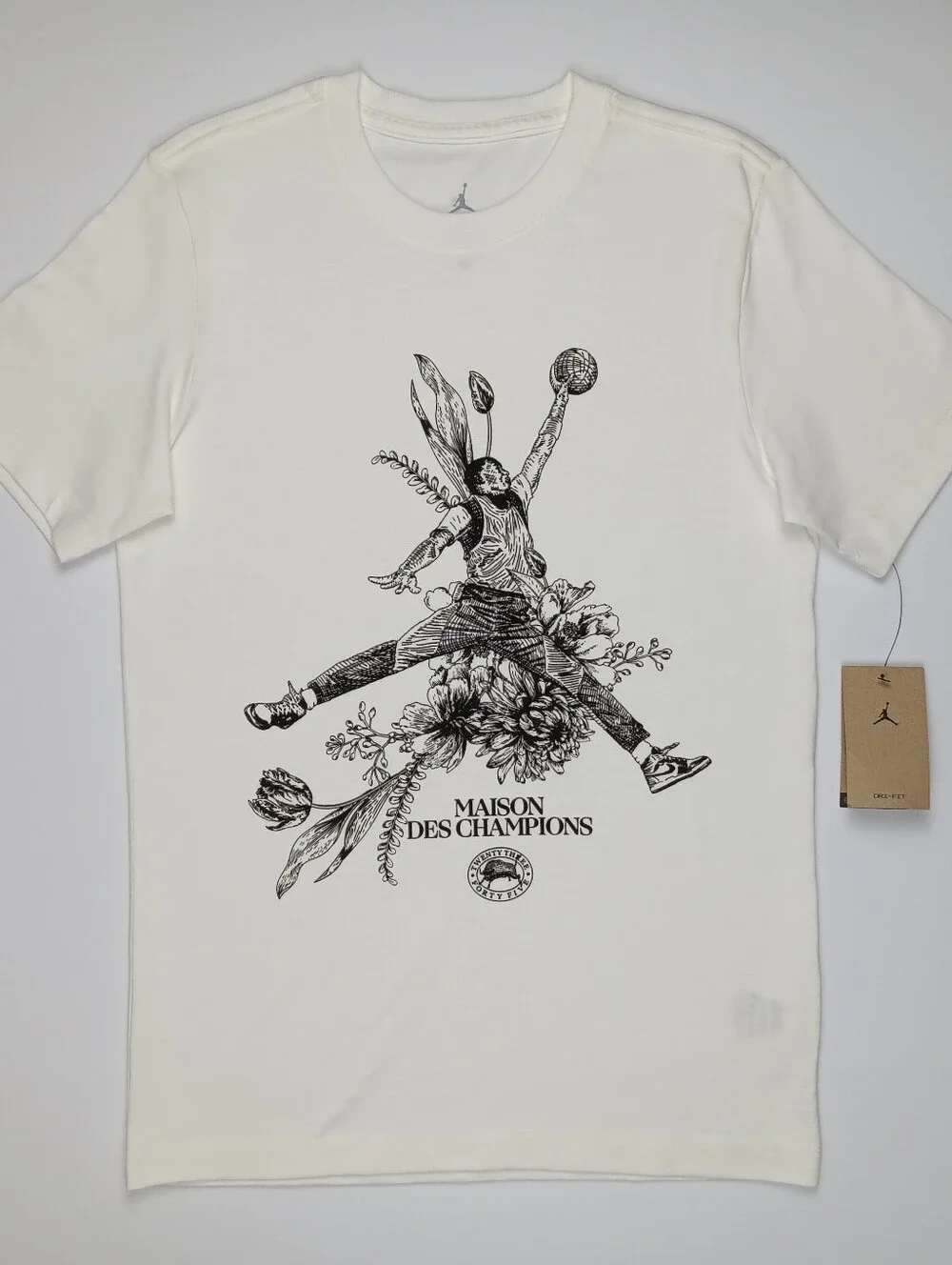 Jordan Maison Des Champions Graphic T Shirt Medium Black Floral FZ1928-100